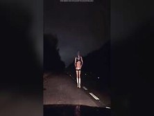 Slim Transsexual At Public Road