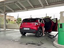 Vacuuming My Car in a Micro Petticoat with a Booty Plug Tail in Public no pants