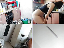 Sexy amateur wife prepares breakfast naked in the kitchen