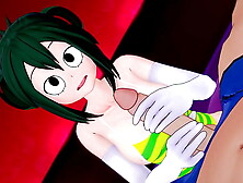 Tsuyu Asui wants to learn how to give a quick hand-job,  she wears her tight swimsuit (adult version)