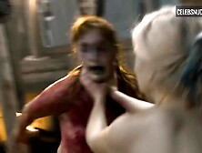 Danae Swinburne Fighting,  Breasts Scene In Creature Cabin (2017)