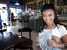 The Cafe Waitress Gets Creampied In Pov