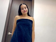 My alluring stepsister takes a shower with the door open and I watch her touch her private parts and it turns me on.
