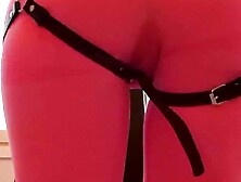 Sexy big ass Aeons Echo anime game girl cosplay in sexy pink spandex pants and leather harness