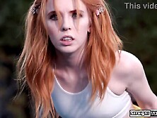 Tiny teen redhead Maddy May is bended over the tennis net and gets her snatch licked by her dom trainer. The tiny bazookas ginger