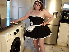 Sexy Wife In French Maid Uniform Cleaning The Kitchen