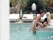 Horny Nancey Makes Love At Poolside With Her Boyfriend Just For Fun