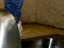 Masked Japanese girl pees after sensual pussy play