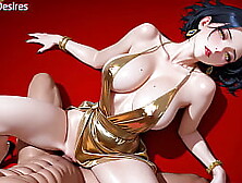 Big Tit Babe in Gold Dress Fucked Hard ~ AI-Generated