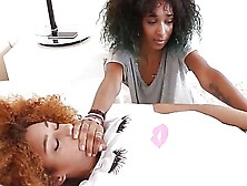 Two Ebony Teens Shared A White Hard Cock