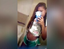 Cute Ebony Girl In Green Shorts