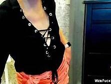 Clothed busty German MILF on webcam posing