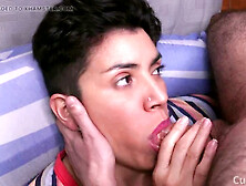 POV of me covering her smile with my cum