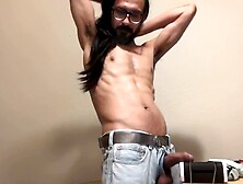 climax inside of vibrating prick sleeve strapped under desk