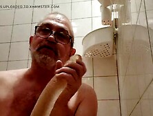 Transparent Very Long Dildo In Shower