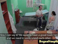 reallife european nurse cumsprayed in trio with doc