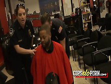 Horny Cops Arrive At A Barbershop To Fuck A Black Mature Man With A Massive Cock Just For Fun