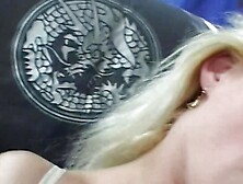 A sexy blonde lady from Germany loves getting warm cum on her saggy boobs