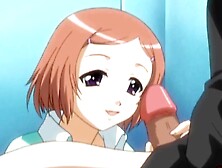 Shy anime girl blows a kinky guy and gets fucked hard