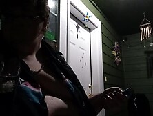 corpulent ftm smokes and eats outside