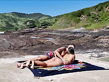 Brazilian lovers makes love in a paradisiacal public place to the sound of the sea...