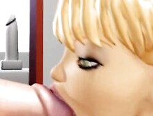 3Dgspot - Blonde Eighteen Deepthroats And Gags A Long Dick Into A Toy Shop! 3D Animation!