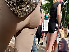 Candid 4K - Mia Khalifa Look-A-Like In Brown Spandex (Vpl)