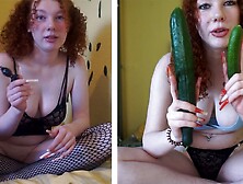 Ginger Teen 18Yo Stuffs Her Holes!!