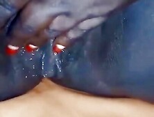 Dark Skin Bitch Masturbating Squirting Long Pussy Lips