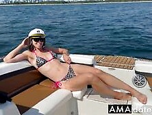 Threesome On A Boat - Husband Watches And Joins In