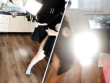 Amateur Latina tries on clothes and cuts them.