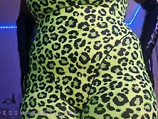 Black Dominant-bitch Teases Her Curves In Ebony PVC Gloves and Spandex