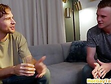 Blond Handsome Stud Bareback Fucks His Bfs Asshole On Couch