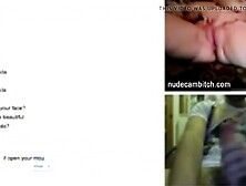 Dark Hair showing her big naturals on live web cam chat