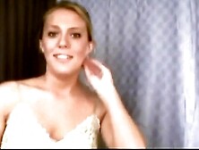 Blonde Cutie Heaven Models Pantyhose Then Gives Head Job