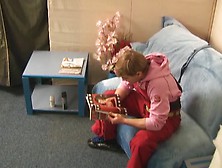 Redhead teen 18+ slobbers on a jock in shaving salon