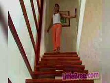 Horny Little Ebreeshe Gets Horny On Stairs Enjoy A Solo Session At Her Home.