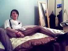 Cute brunette alternative girl masturbating for her webcam chat