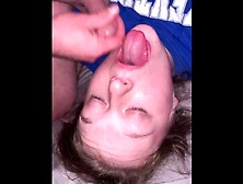 Facefucked against the futon- submissive teeny enjoys getting her mouth boned