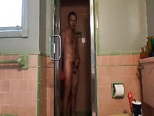 Boy Douching In The Shower And Using Big Dildo