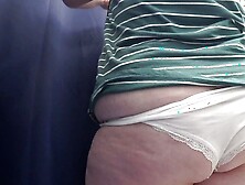 Big Butt In White Panties In The Fitting Room Tries On Tight Leggings,  While The Camera Watches.  Chubby Milf.  Pawg Close-Up.