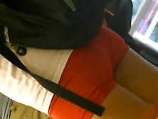 College Chick In Tight Shorts