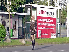 Crossdresser Sandy Wearing Short Dress And Boots