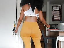 Booty Dancing Ebony,  In Leggings,  Sexy Big-Ass Strip Tease