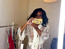 See Through Transparent Robe Try On Haul in Fitting Room.
