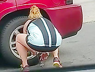 Gas Station Camel Toe Bending Over