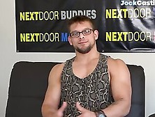 Shaved Hunky Geek Enjoys Solo Wanking At His Audition