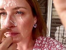 Housewife in sun suit cum walking after oral sex facial