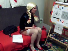 Russian Blond Hair student 18+ Fucks During Lesson Of Anatomy