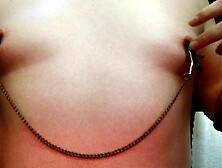 Sissy tortures her ravishing little nipples for your amusement